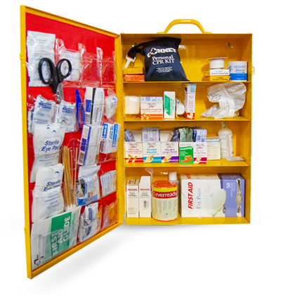 First Aid Cabinet Full of First Aid Supplies